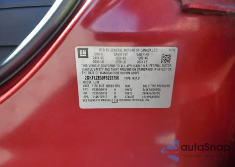 2015 GMC Terrain Denali from USA, damaged, VIN 2GKFLZE30F6223796